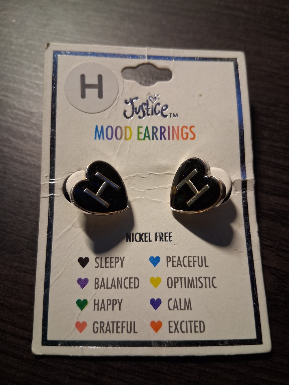 Justice Black Heart Mood Earrings